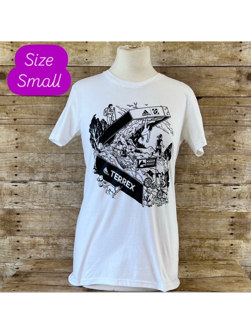Adidas Terrex GoPro Mountain Games Five Ten Graphic T-Shirt White Small NEW